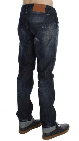 Blue Cotton Regular Straight Fit Jeans Acht