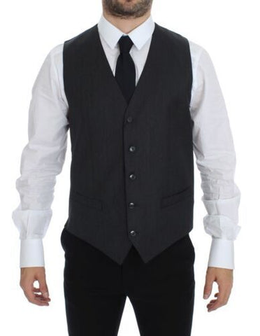 Gray Wool Formal Dress Vest Gilet Weste Dolce & Gabbana