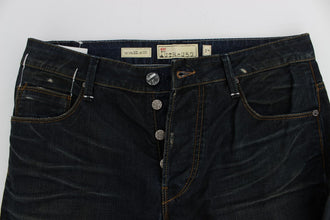 Blue Wash Cotton Denim Straight Fit Jeans Acht