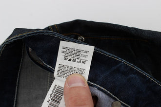 Blue Wash Cotton Denim Straight Fit Jeans Acht