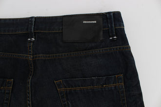 Blue Wash Cotton Denim Straight Fit Jeans Acht