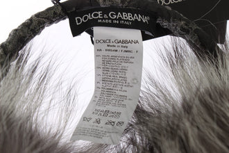 Gray Fox Fur Crystal Ear Muffs Dolce & Gabbana