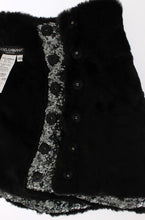 Silver Sequined Floral Weasel Fur Shoulder Scarf Wrap Dolce & Gabbana