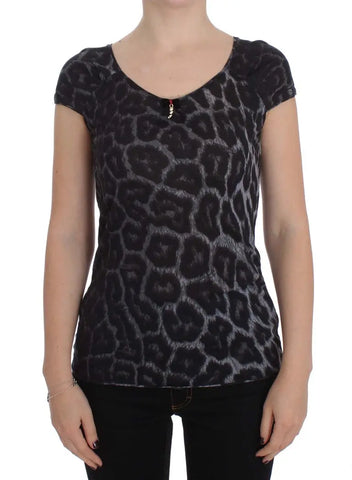 Gray Leopard Modal T-Shirt Blouse Top Cavalli