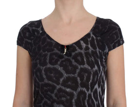 Gray Leopard Modal T-Shirt Blouse Top Cavalli