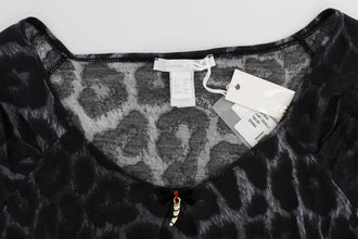 Gray Leopard Modal T-Shirt Blouse Top Cavalli