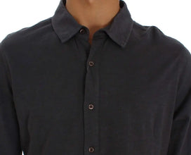 Gray Cotton Button Down Casual Shirt Alpha Massimo Rebecchi