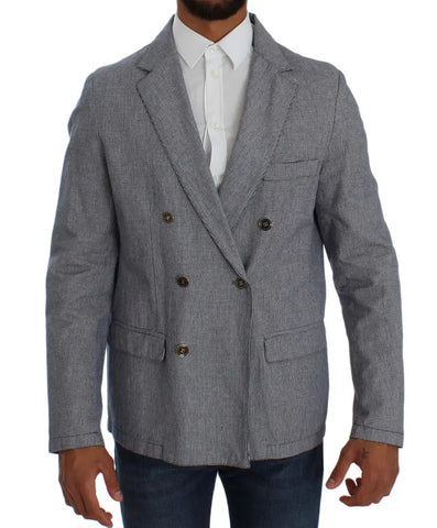 Blue Double Breasted Regular Fit Blazer Master Coat