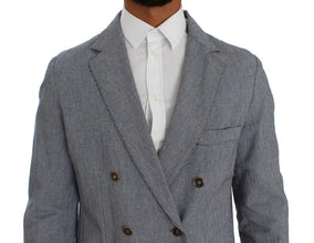 Blue Double Breasted Regular Fit Blazer Master Coat