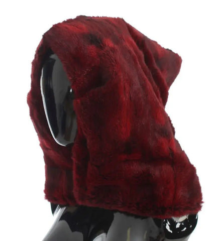 Bordeaux Hamster Fur Crochet Hood Scarf Hat Dolce & Gabbana