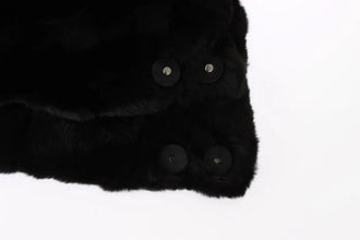 Black Weasel Fur Crochet Hood Scarf Hat Dolce & Gabbana