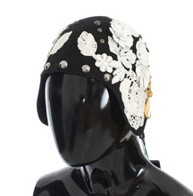 Black Wool White Floral Gold Leaf Hat Dolce & Gabbana