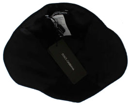 Black Wool White Floral Gold Leaf Hat Dolce & Gabbana