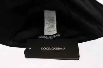 Black Wool White Floral Gold Leaf Hat Dolce & Gabbana