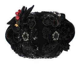 Black Crystal Gold Cherries Brooch Hat Dolce & Gabbana