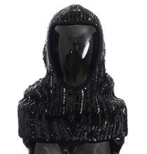 Black Knitted Sequin Hood Scarf Hat Dolce & Gabbana