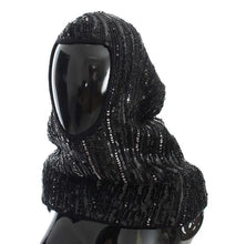 Black Knitted Sequin Hood Scarf Hat Dolce & Gabbana