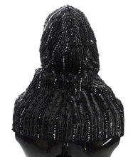 Black Knitted Sequin Hood Scarf Hat Dolce & Gabbana