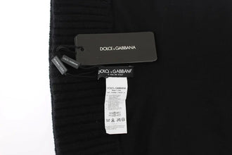 Black Knitted Sequin Hood Scarf Hat Dolce & Gabbana