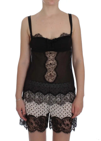 Black Silk Floral Lace Lingerie Top Dolce & Gabbana