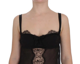 Black Silk Floral Lace Lingerie Top Dolce & Gabbana