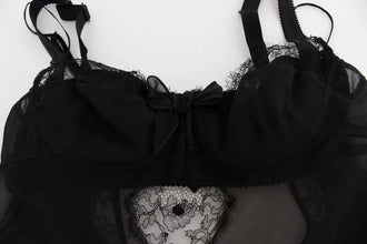 Black Silk Floral Lace Lingerie Top Dolce & Gabbana