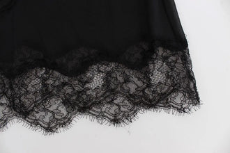 Black Silk Floral Lace Lingerie Top Dolce & Gabbana