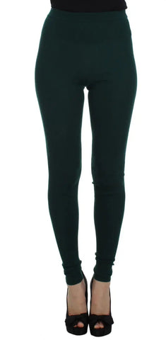 Green Cashmere Stretch Tights Pants Dolce & Gabbana