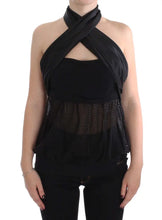 Black Neck Wrap Top Blouse Exte