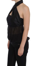 Black Neck Wrap Top Blouse Exte