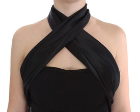 Black Neck Wrap Top Blouse Exte