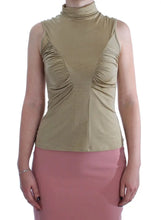 Gold Nylon Turtleneck Top Blouse Exte
