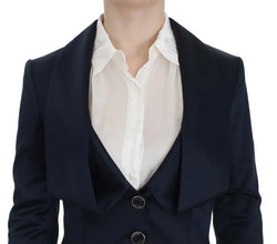 Blue Three Button Single Breasted Blazer Jacket Exte