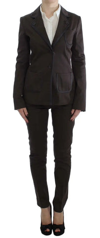 Brown Stretch Two Button Suit Exte