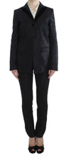 Black One Button Three Piece Suit Exte