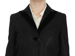 Black One Button Three Piece Suit Exte