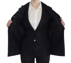 Black One Button Three Piece Suit Exte