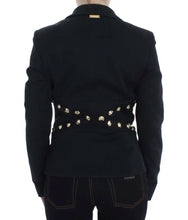 Black Cotton Stretch Gold Studded Blazer Jacket Exte