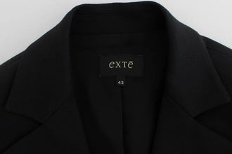 Black Cotton Stretch Gold Studded Blazer Jacket Exte