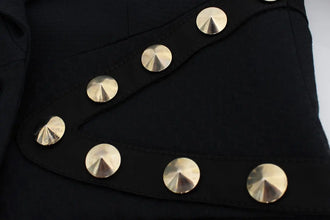 Black Cotton Stretch Gold Studded Blazer Jacket Exte