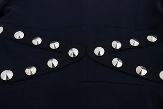 Black Cotton Stretch Gold Studded Blazer Jacket Exte