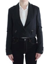 Gray Stretch Gold Studded Short Jacket Exte