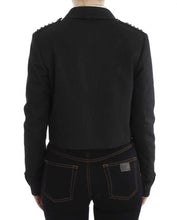 Gray Stretch Gold Studded Short Jacket Exte