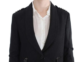 Gray Stretch Gold Studded Short Jacket Exte