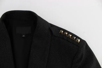 Gray Stretch Gold Studded Short Jacket Exte