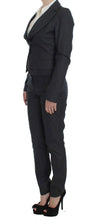 Gray One Button Two Piece Suit Exte