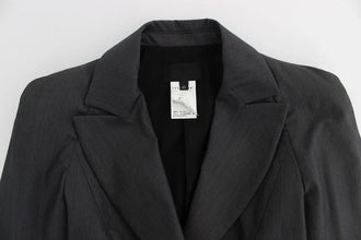 Gray One Button Two Piece Suit Exte