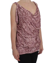 Pink Floral Print Viscose Silk Blouse Top Exte