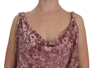 Pink Floral Print Viscose Silk Blouse Top Exte