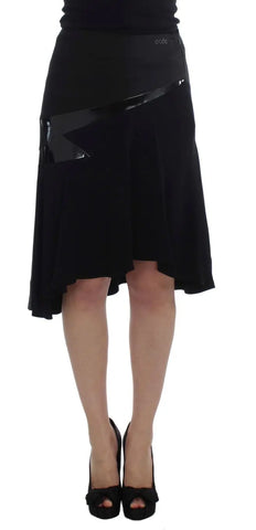 Black Blue Cotton Stretch Straight Skirt Exte